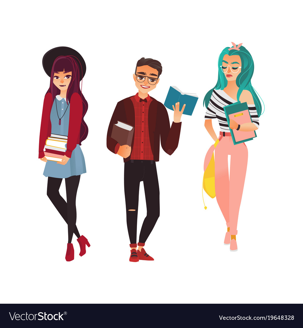 Young People Set Of Teenagers Students Vector Illustration Of A