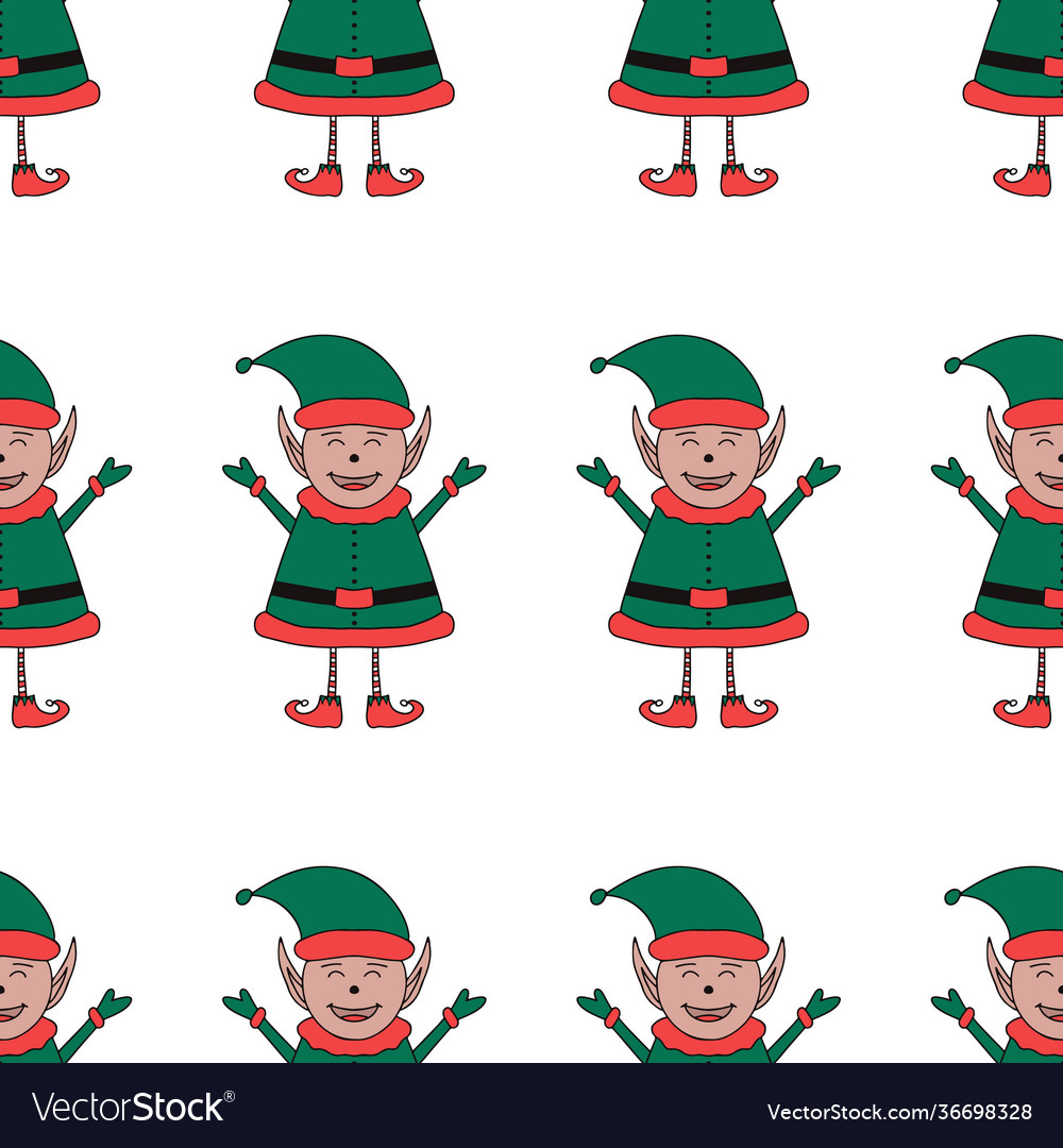 Christmas seamless pattern made from elf vector image Christmas seamless pattern made from elf