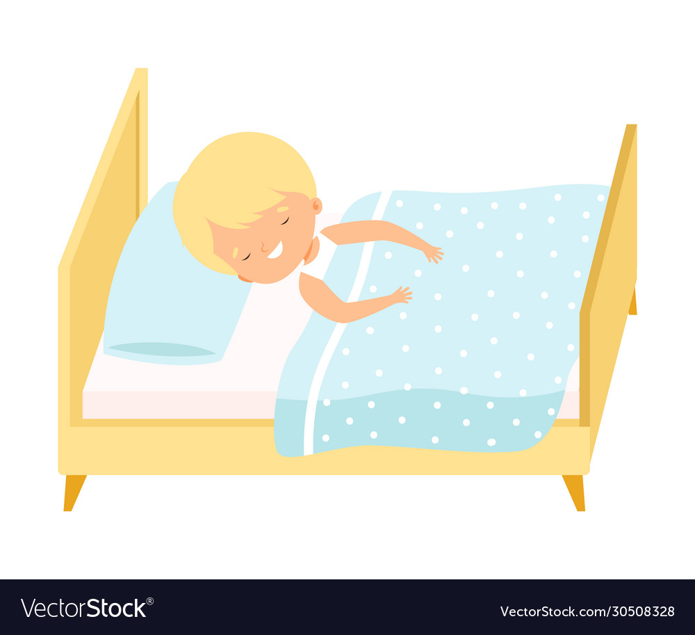 Cute smiling blond little boy sleeping sweetly in Vector Image