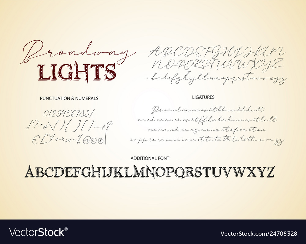 Decorative script duo font vector image Decorative script duo font