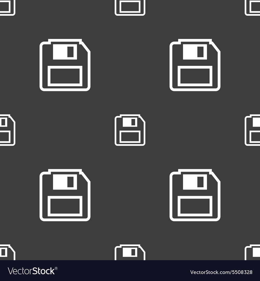 Floppy disk icon sign seamless pattern on a gray