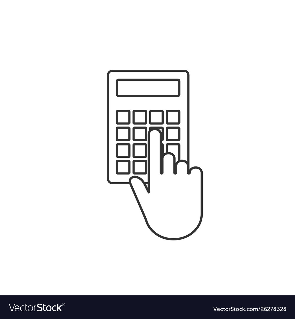 Hand click calculator icon vector image Hand click calculator icon