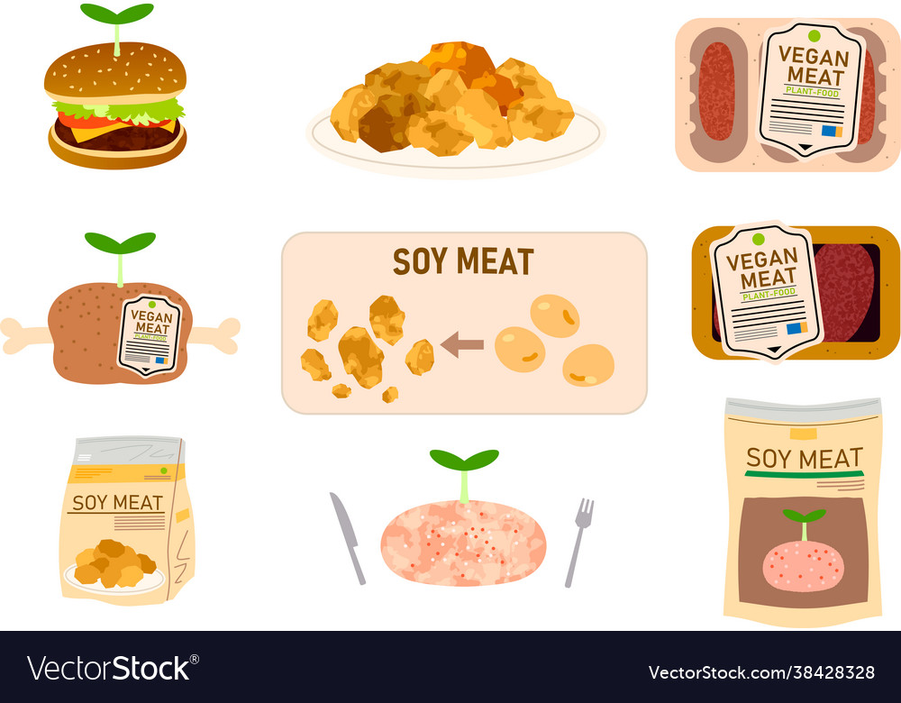 Meat for vegans using soybeans etc set