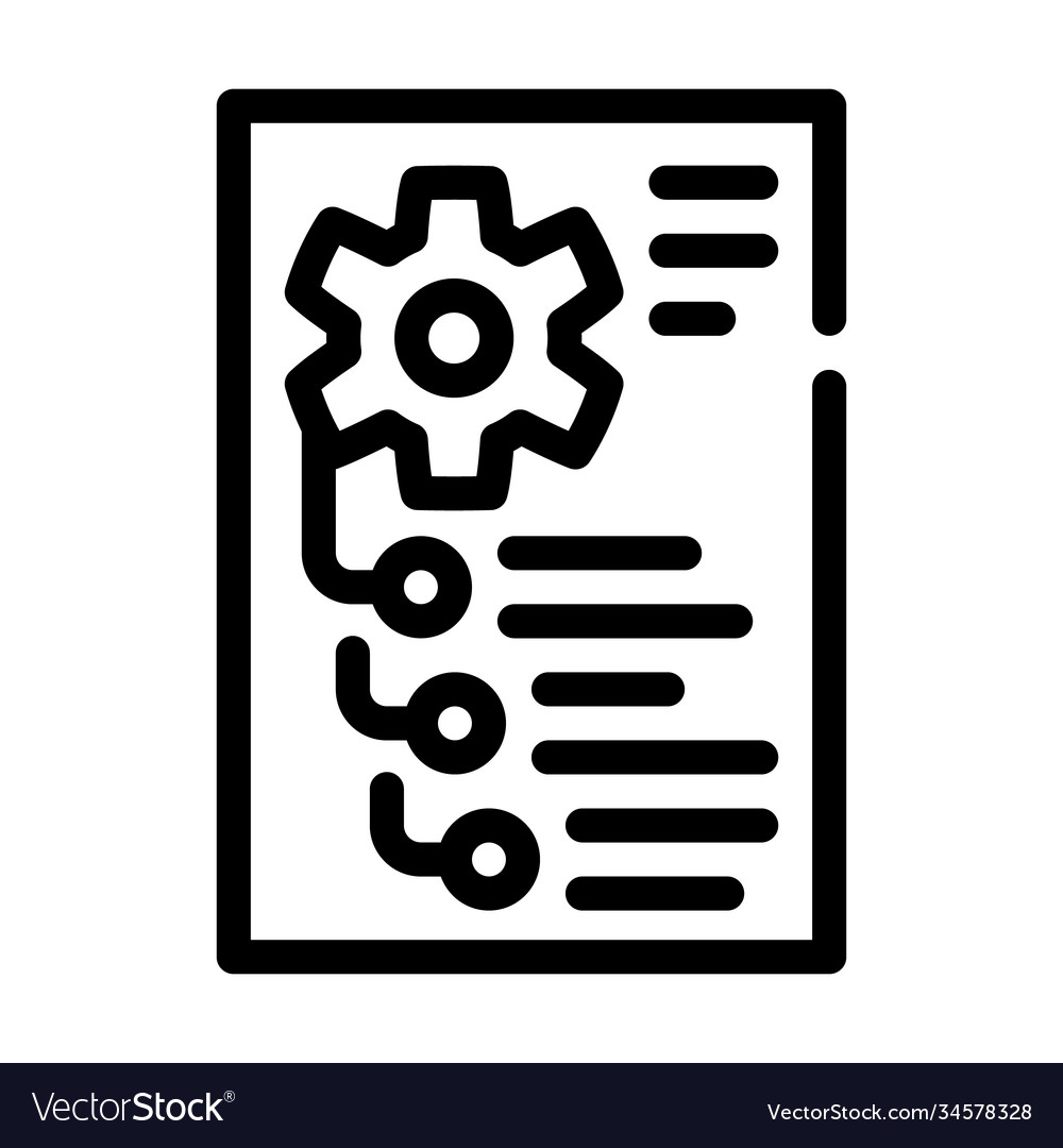 Mechanism instruction paper list line icon vector image Mechanism instruction paper list line icon