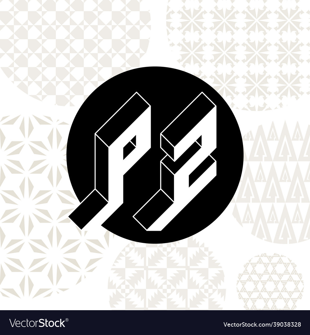 P and z - monogram or logotype isometric 3d font