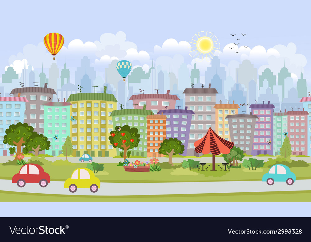 Seamless border with a cityscape panorama