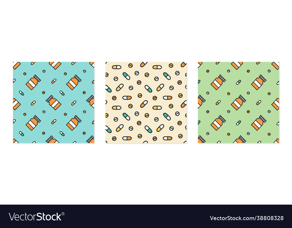 Set collection three pills patterns vector image Set collection three pills patterns