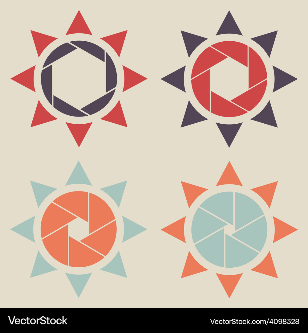 Shutter sun icon set Royalty Free Vector Image