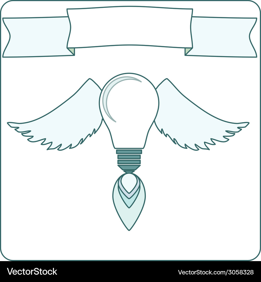 Simple Light Bulb With Wings Flame And Banner Vector Image
