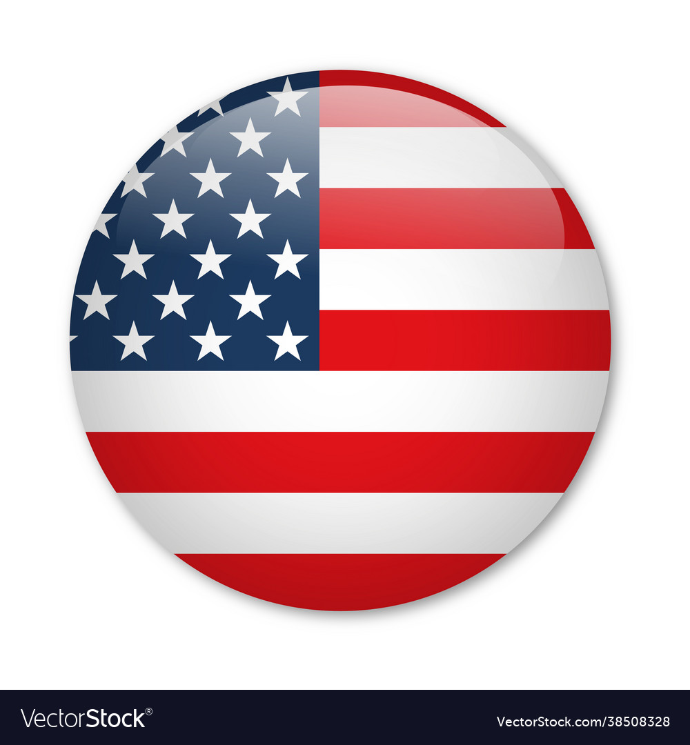 United states flag glossy button Royalty Free Vector Image