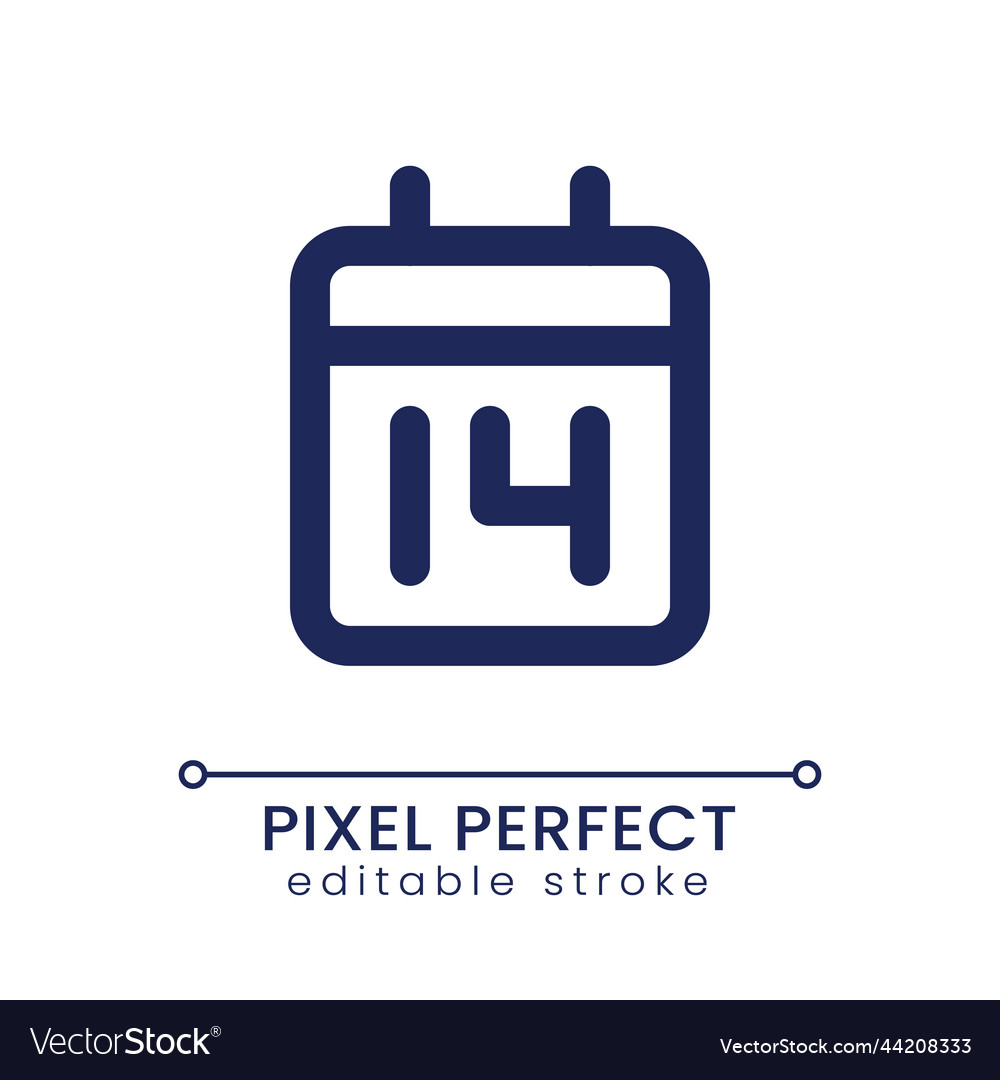 Calendar application pixel perfect linear ui icon Vector Image Calendar application pixel perfect linear ui icon