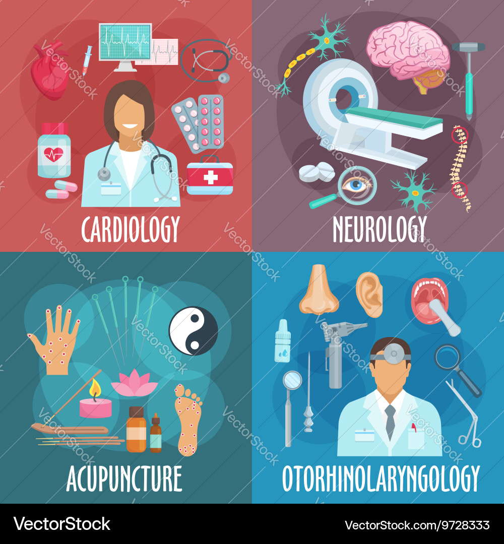 Conventional and alternative medicine flat icons Vector Image