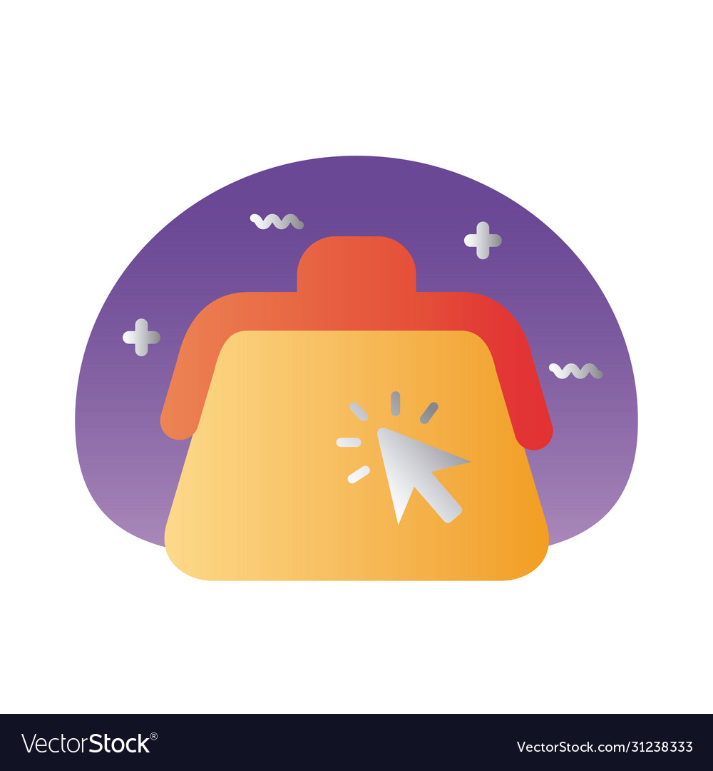 Female purse with mouse cursor degraded style icon