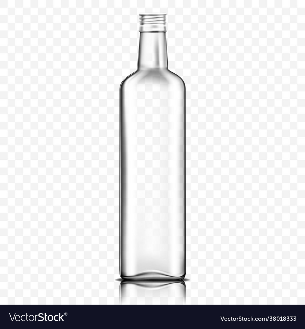 Front view empty transparent glass bottle Vector Image