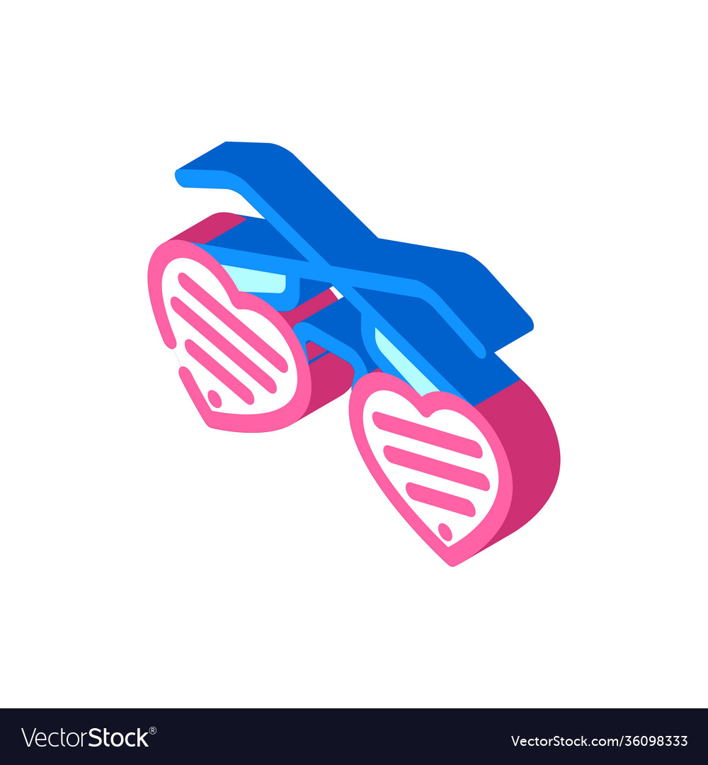 Glasses in heart form isometric icon