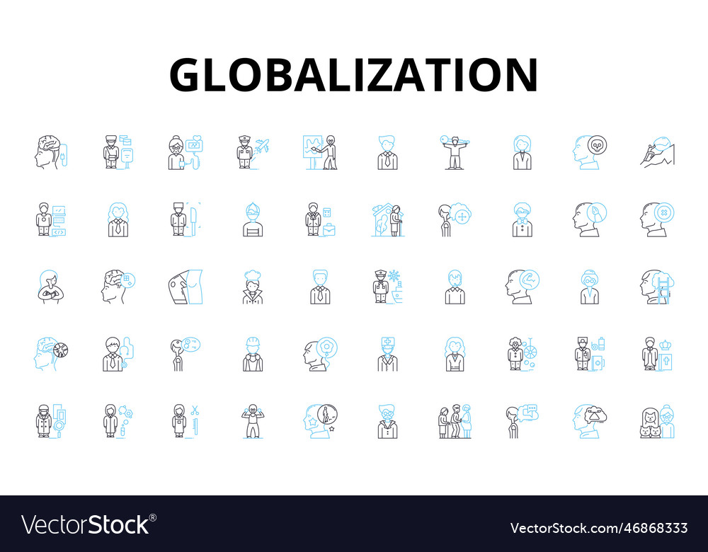 Globalization linear icons set interconnectedness
