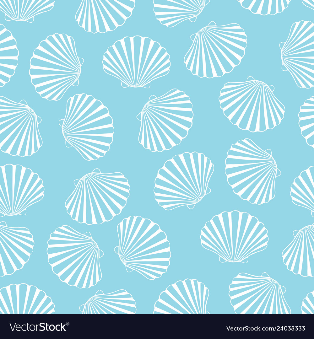 Hand drawn - seamless pattern of seashells marine