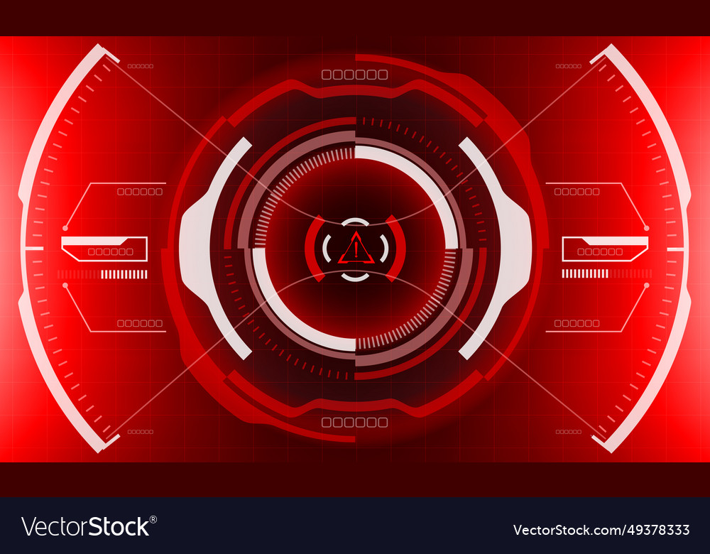 Hud sci-fi interface screen view geometric on red vector image Hud sci-fi interface screen view geometric on red