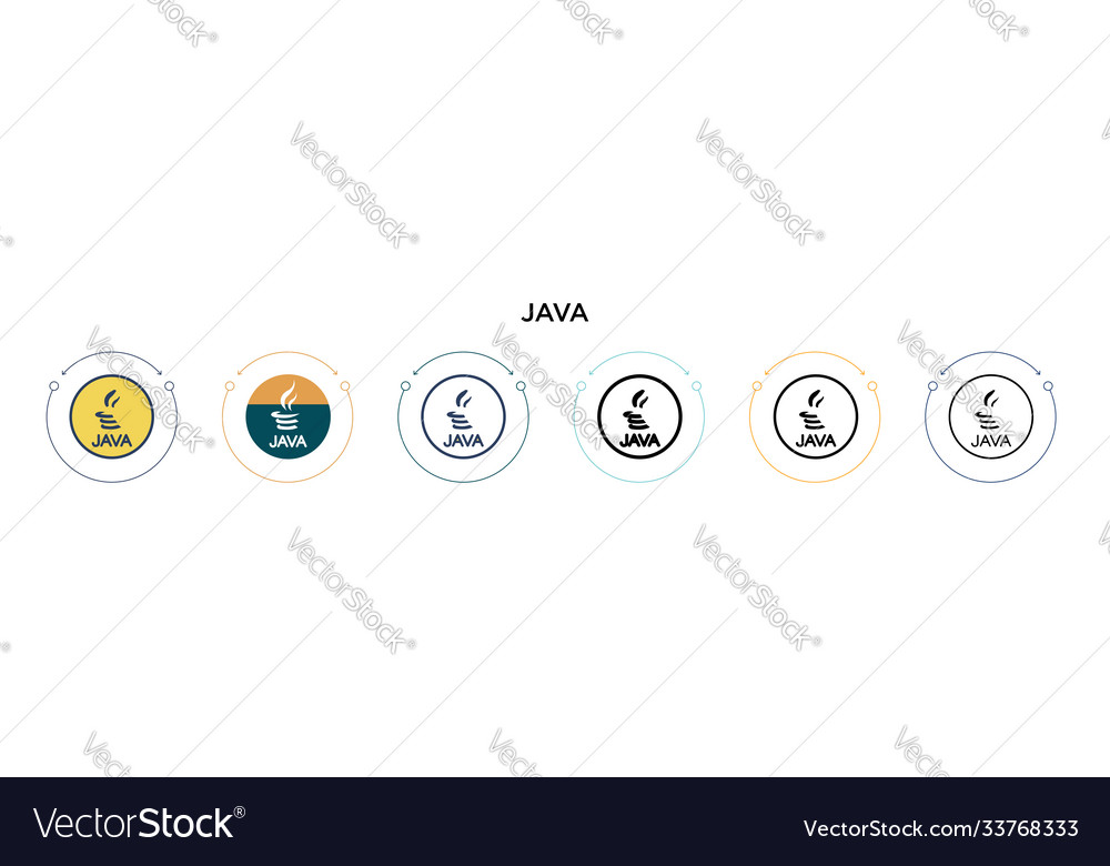 Java icon in filled thin line outline and stroke