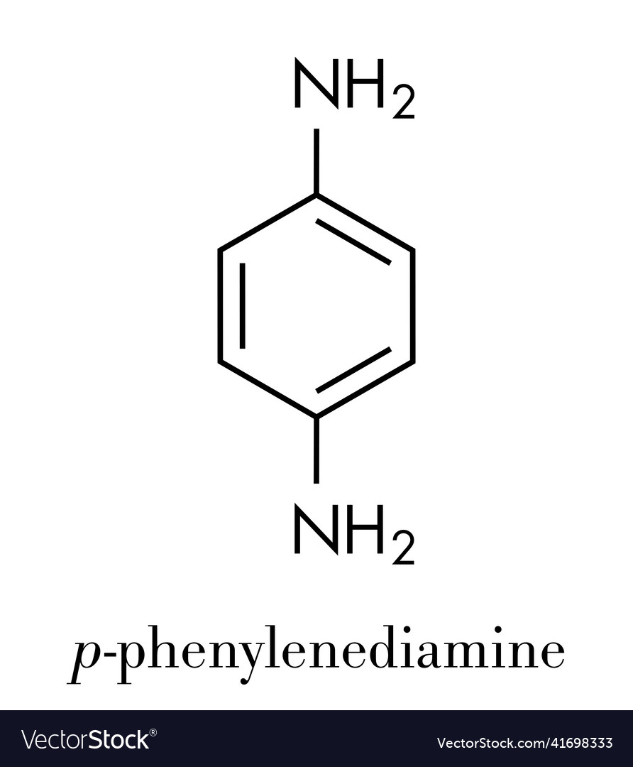 Pphenylenediamine ppd hair dye molecule also Vector Image