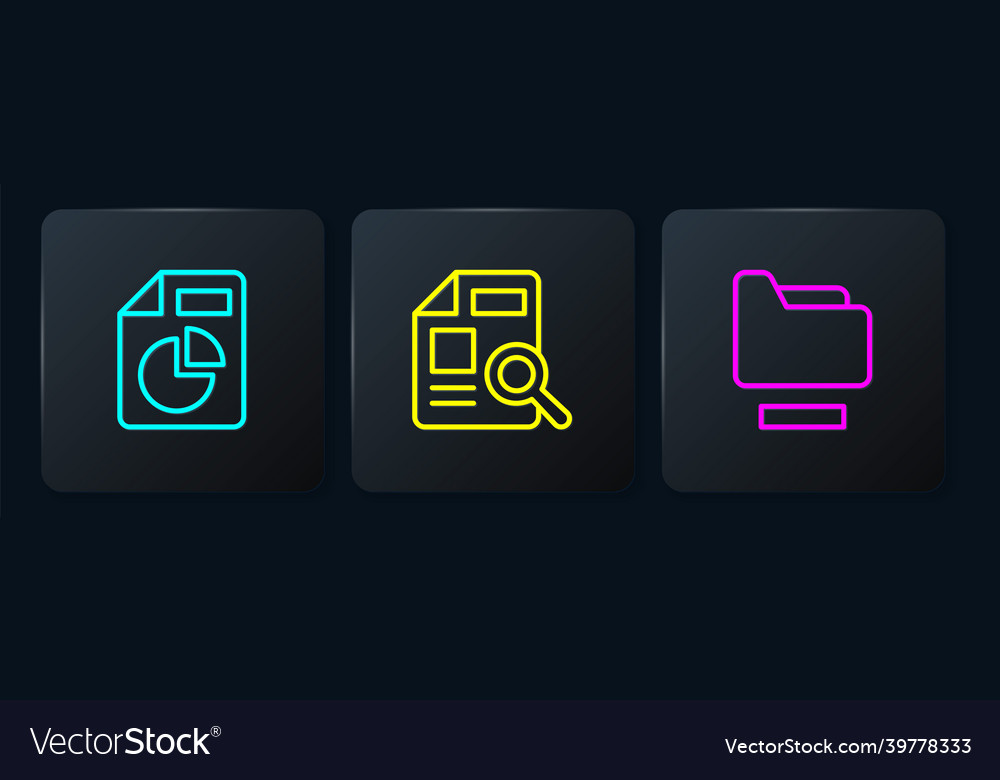 Set line document with graph chart folder vector image Set line document with graph chart folder