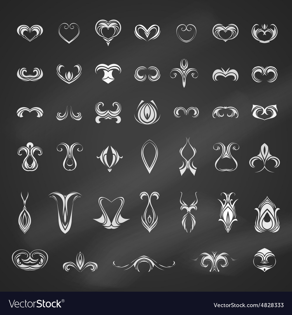 Set Of Chalk Ornate Page Decorations And Dividers Vector Image