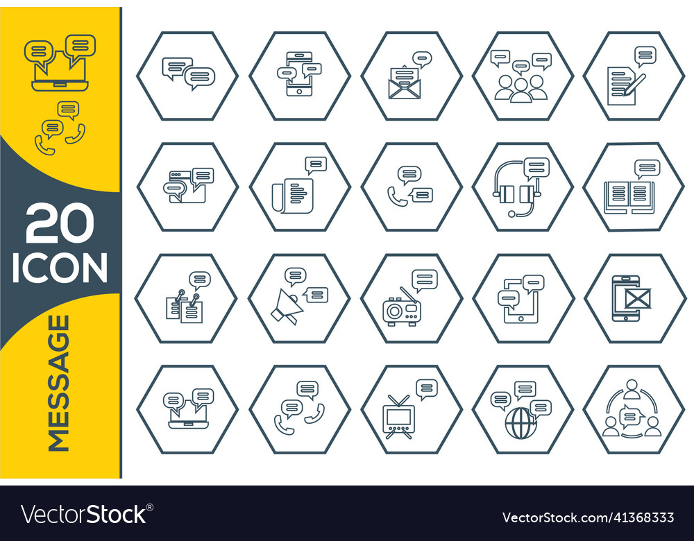 Simple set of message related line icons includes