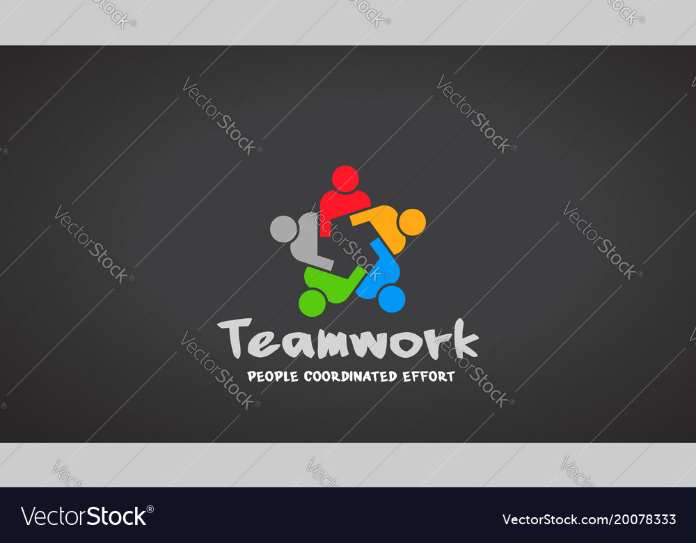 Teamwork people logo design Royalty Free Vector Image