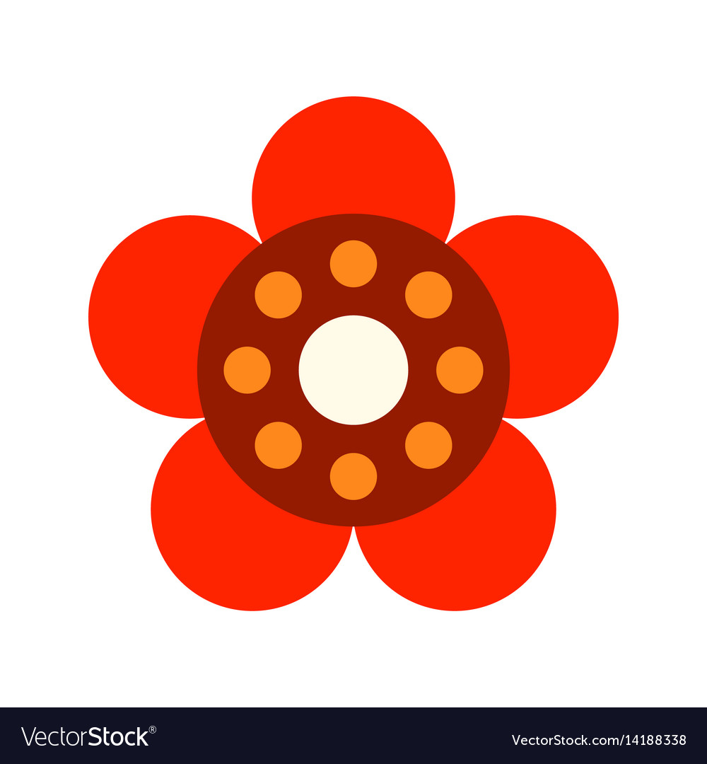 Decorative color flat icon of a flower on white