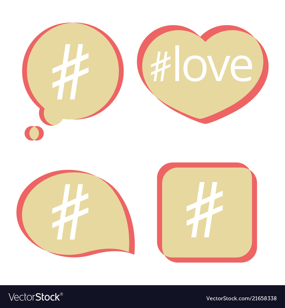 Hashtag post social media icons set vector image Hashtag post social media icons set