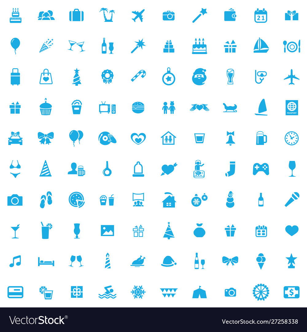 Holiday 100 icons universal set for web and ui
