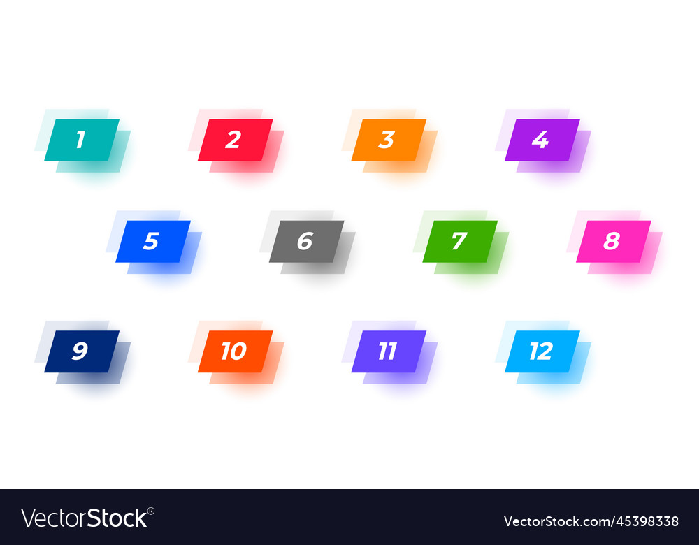 Isolated bullet points symbol from one to twelve