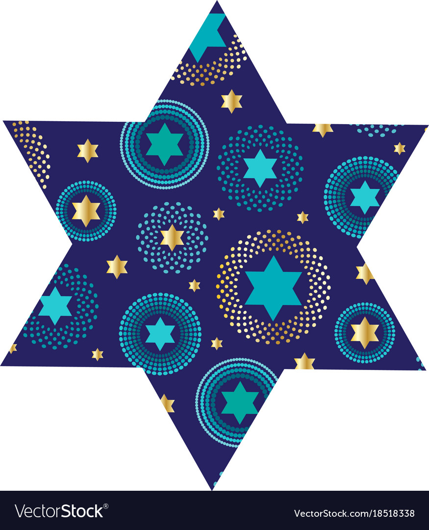 Jewish star with mod background pattern Royalty Free Vector