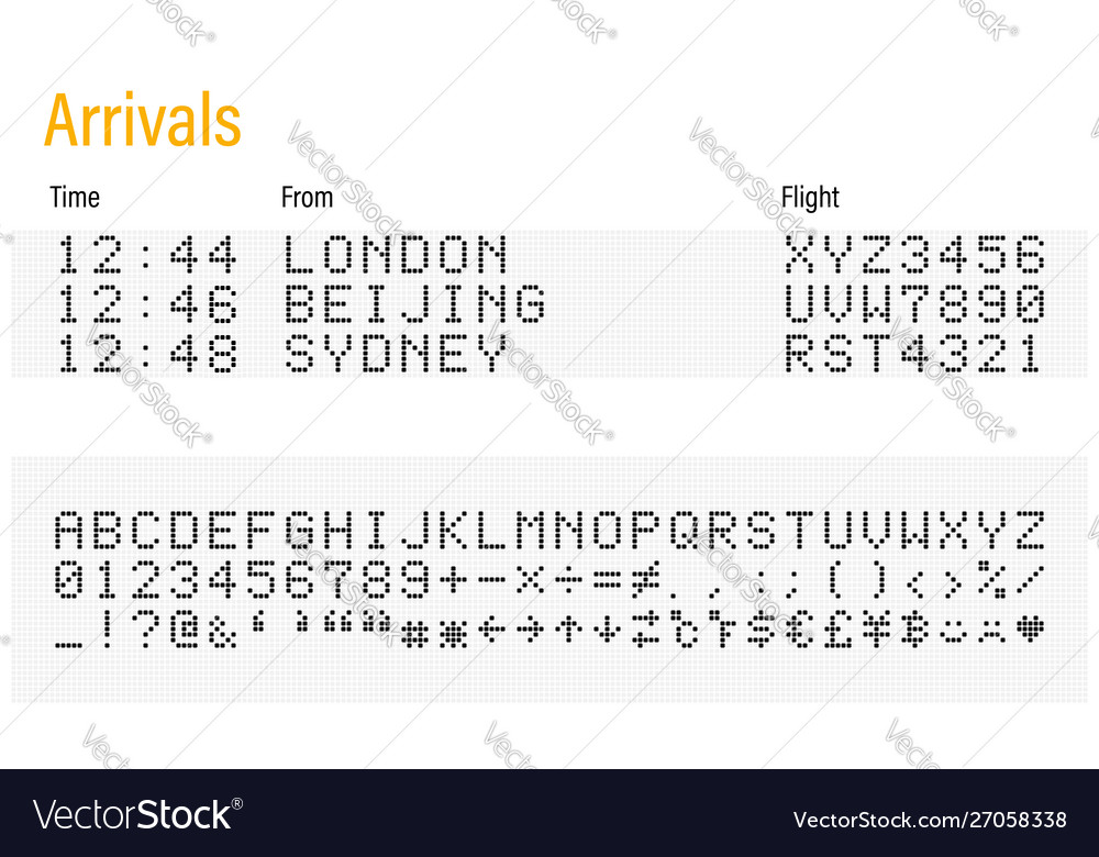 Led digitale Schriftzeichen Zahlen und Symbole vector image Led digitale Schriftzeichen Zahlen und Symbole