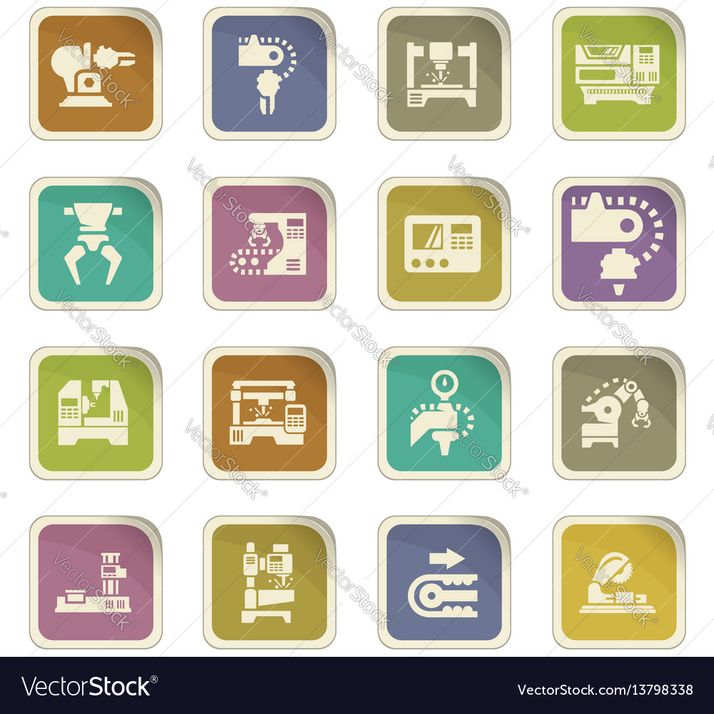 Machine tool icons set