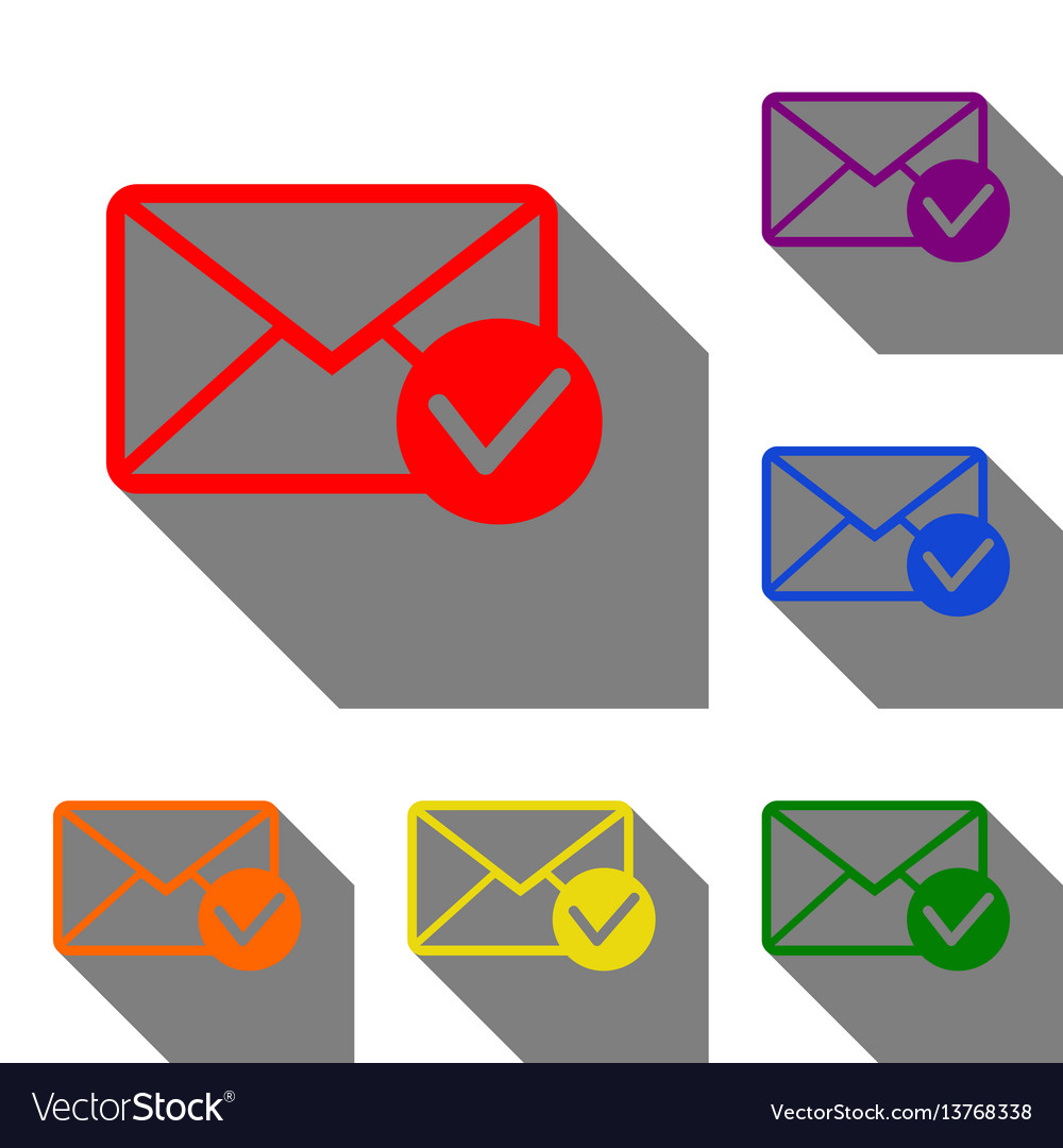 Mail sign with allow mark set of red