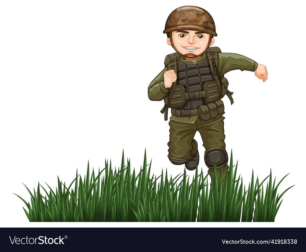 Man in army uniform on white background