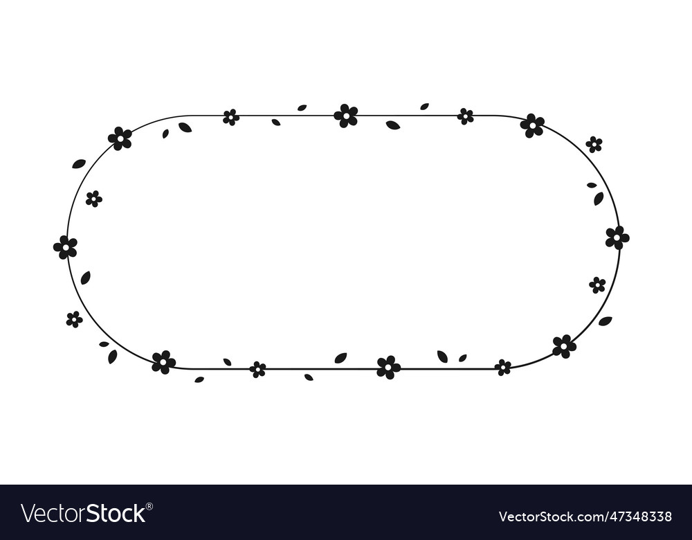 Oval Blumenrahmen silhouette doodle botanisch