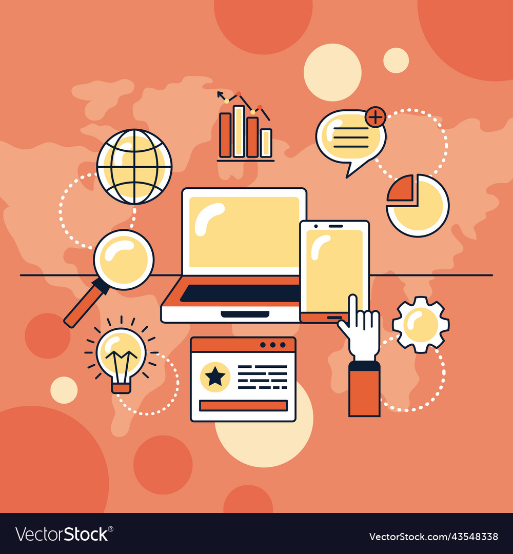 Research concept with devices Royalty Free Vector Image