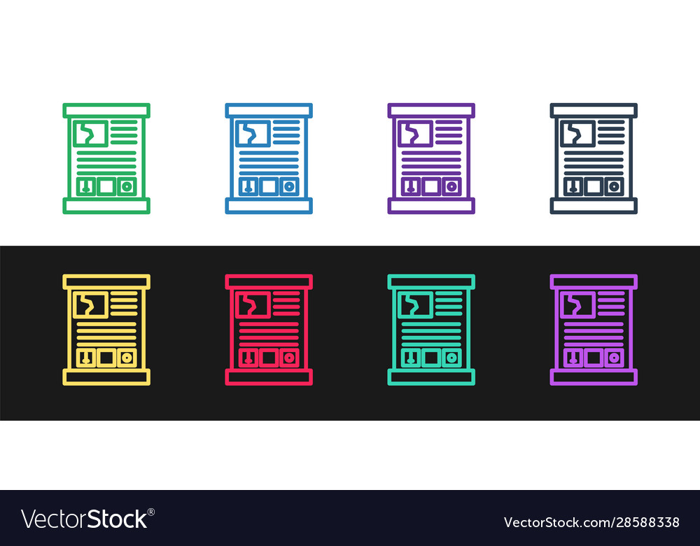 Set line game guide icon isolated on black
