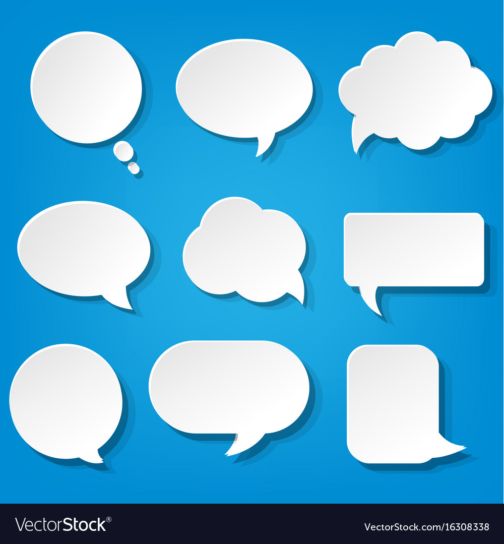 Speech bubbles set with blue background