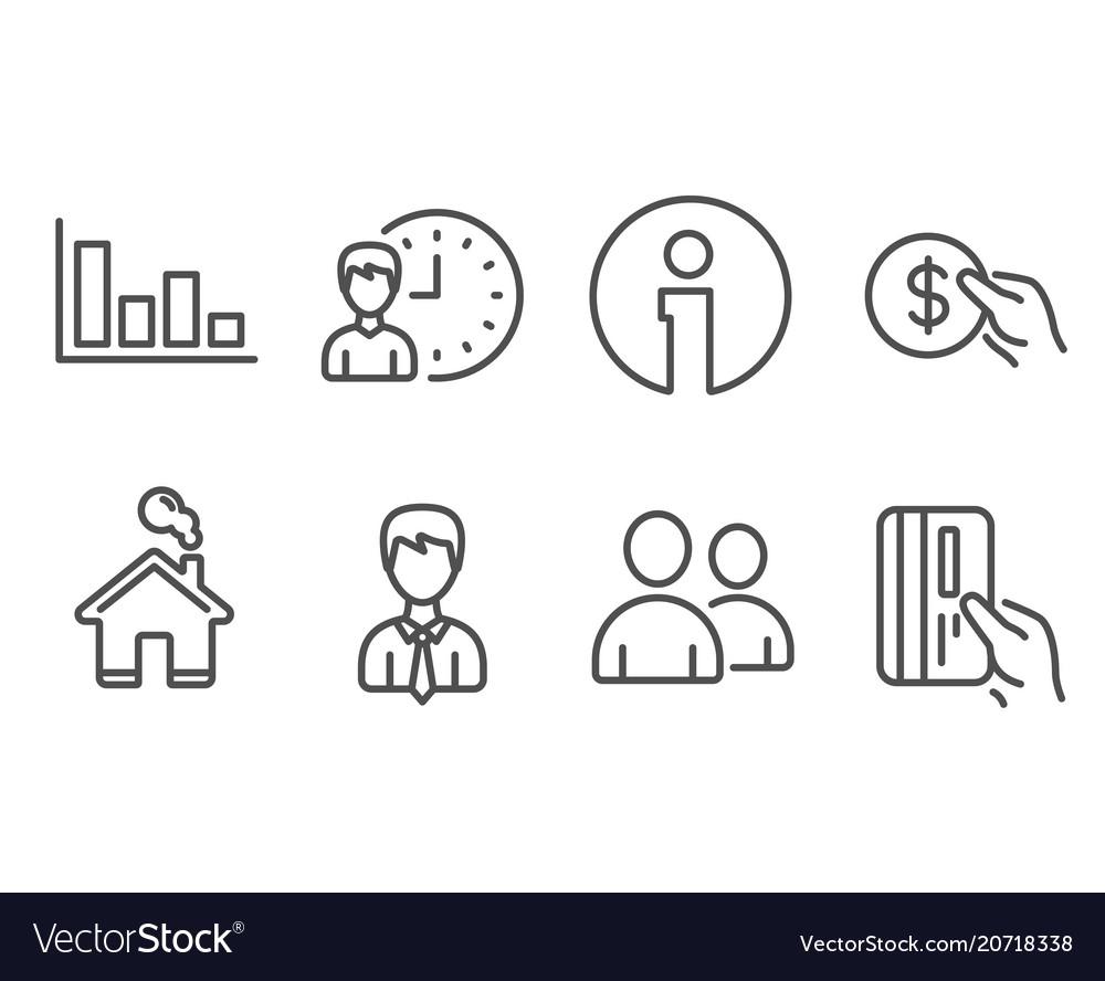 Working hours histogram and payment icons Vector Image Working hours histogram and payment icons