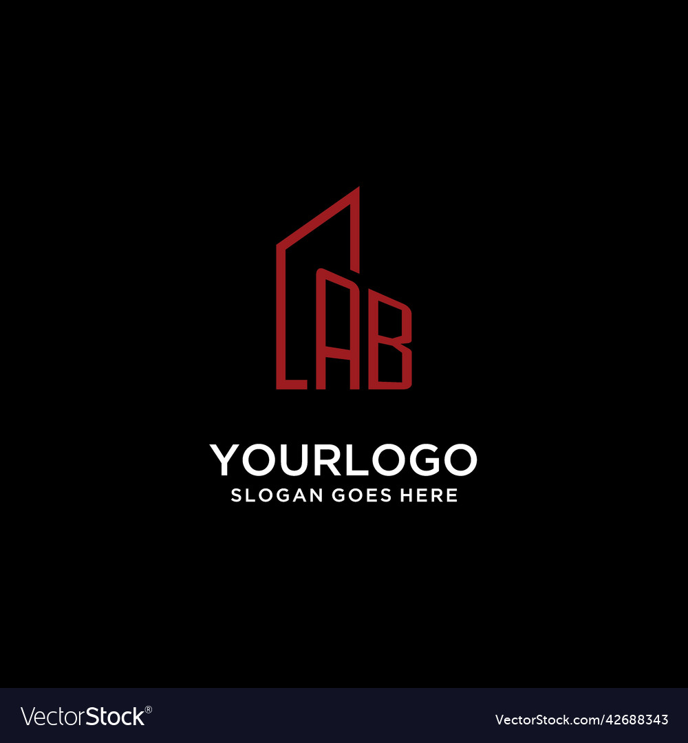 Ab initial monogram with building logo design Vector Image Ab initial monogram with building logo design