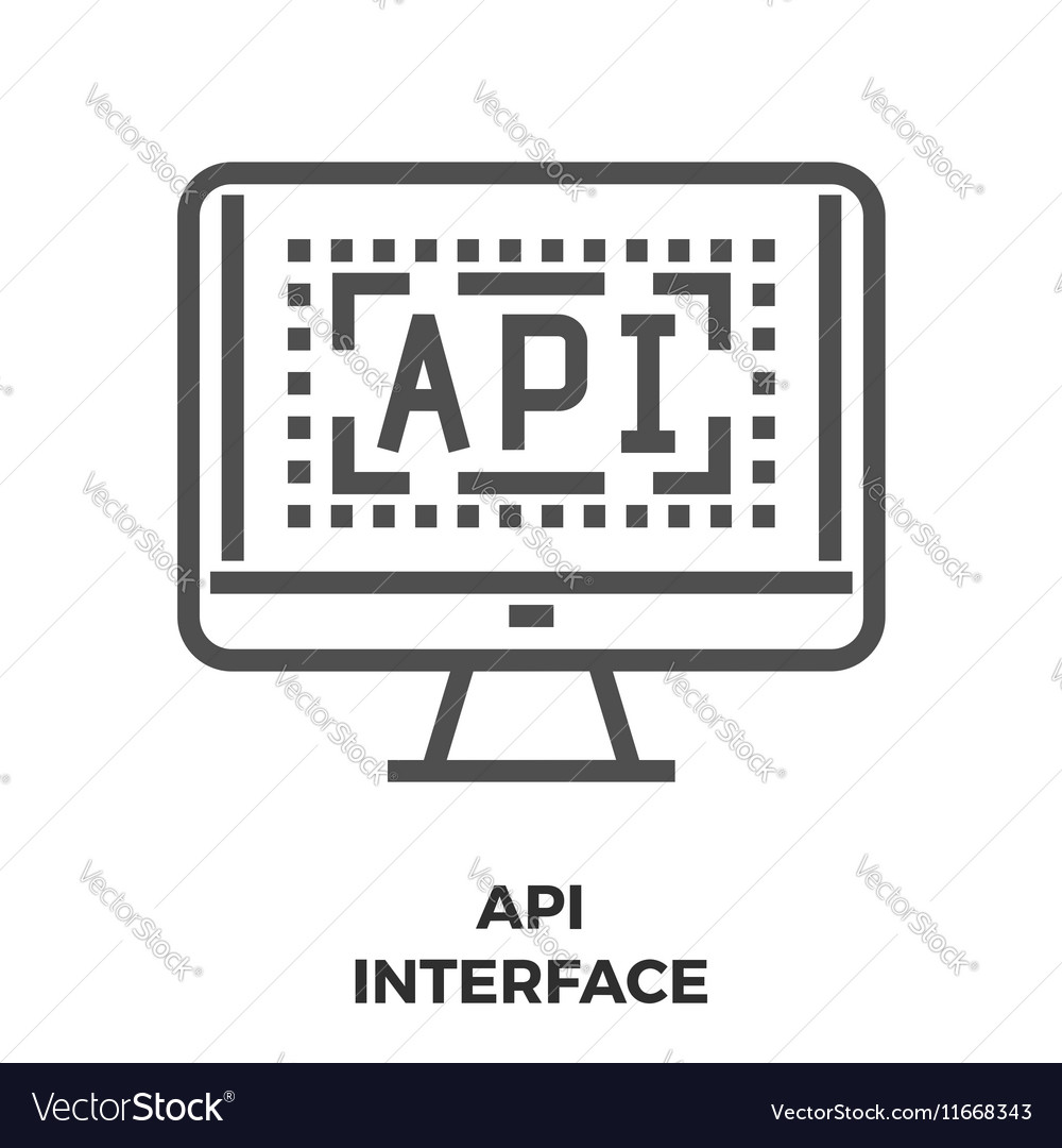 Api interface line icon Royalty Free Vector Image