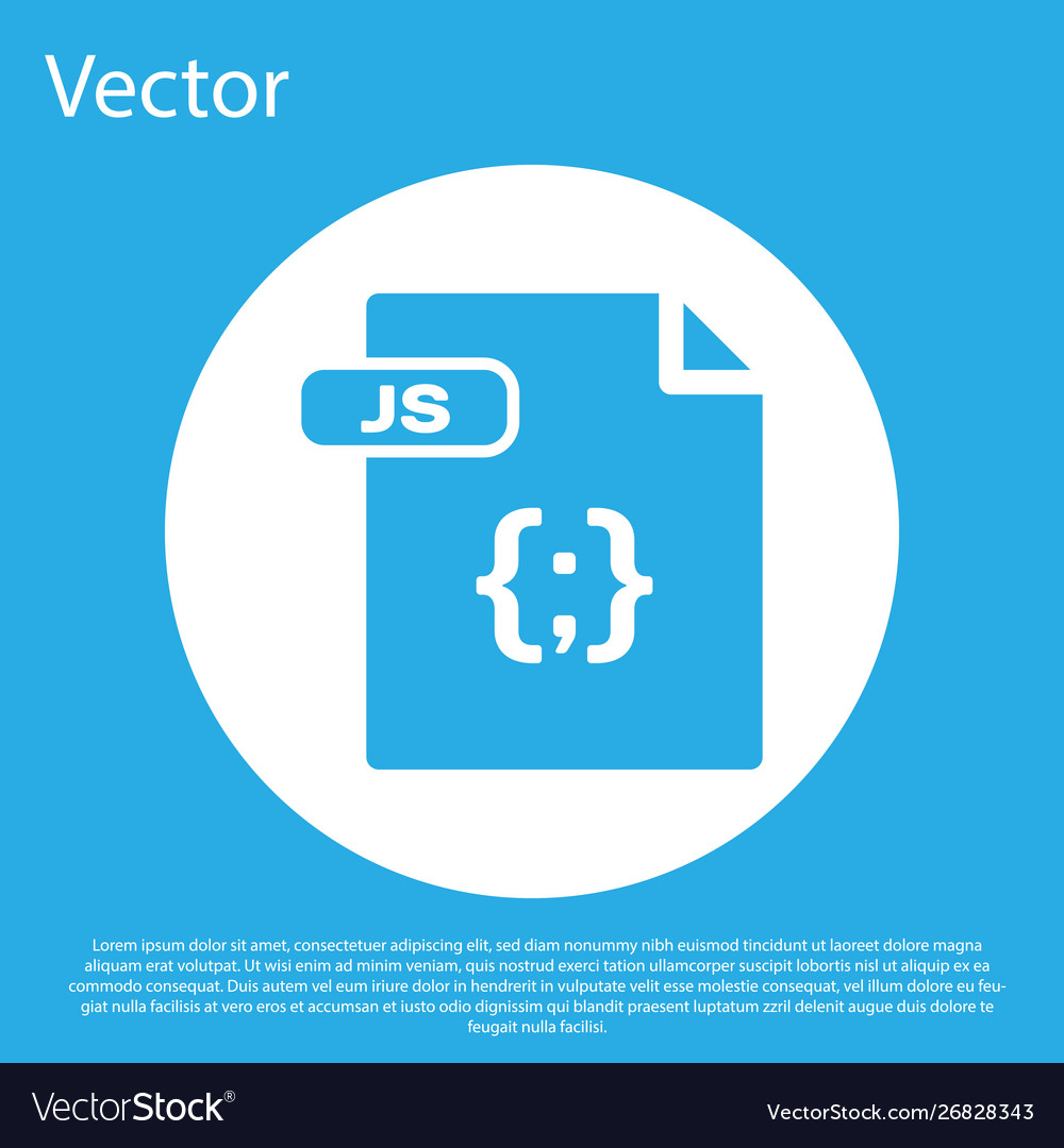Blue js file document download button icon vector image Blue js file document download button icon