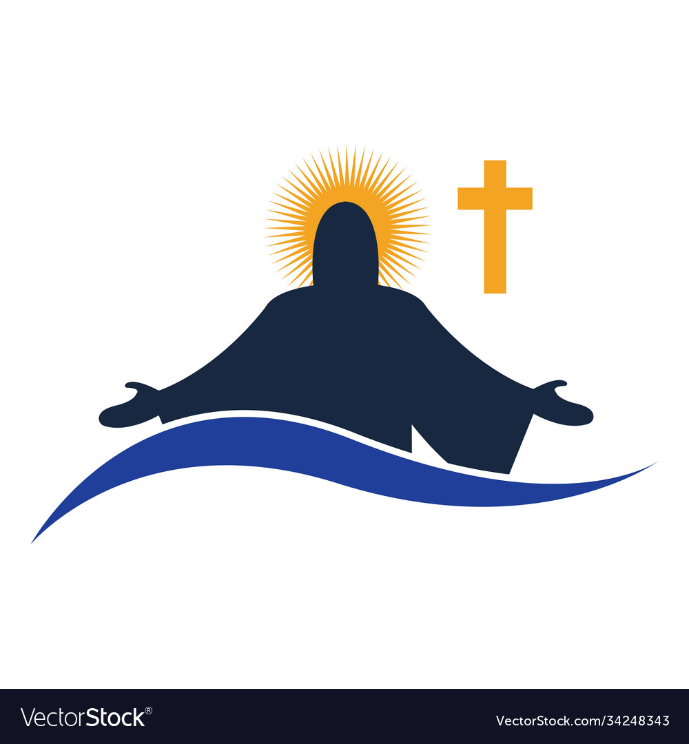 Church christian line art logo designchristian