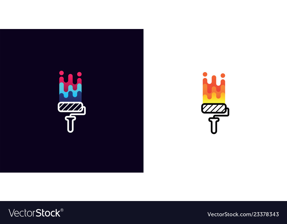 Corporate Logo Brush Roller With Multicolored Vector Image
