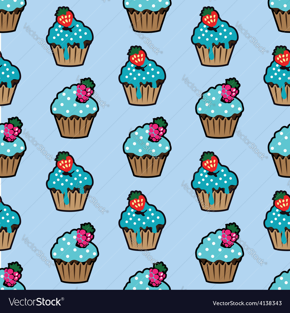 Cream cake blue seamless pattern Royalty Free Vector Image