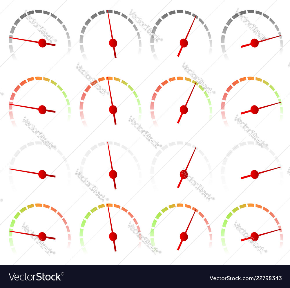 Dial meter faces isolated 4 color versions vector image Dial meter faces isolated 4 color versions