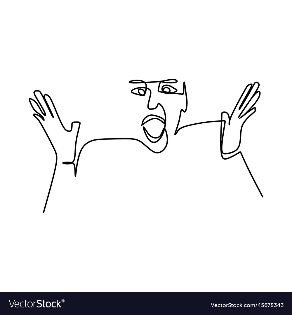 Drawing a continuous line of facial expressions vector image Drawing a continuous line of facial expressions